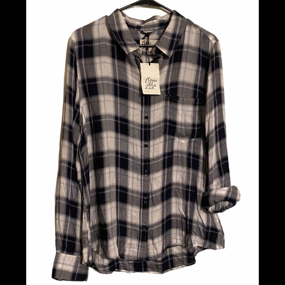 Cosmic Blue Love - Hayley Button Down Top